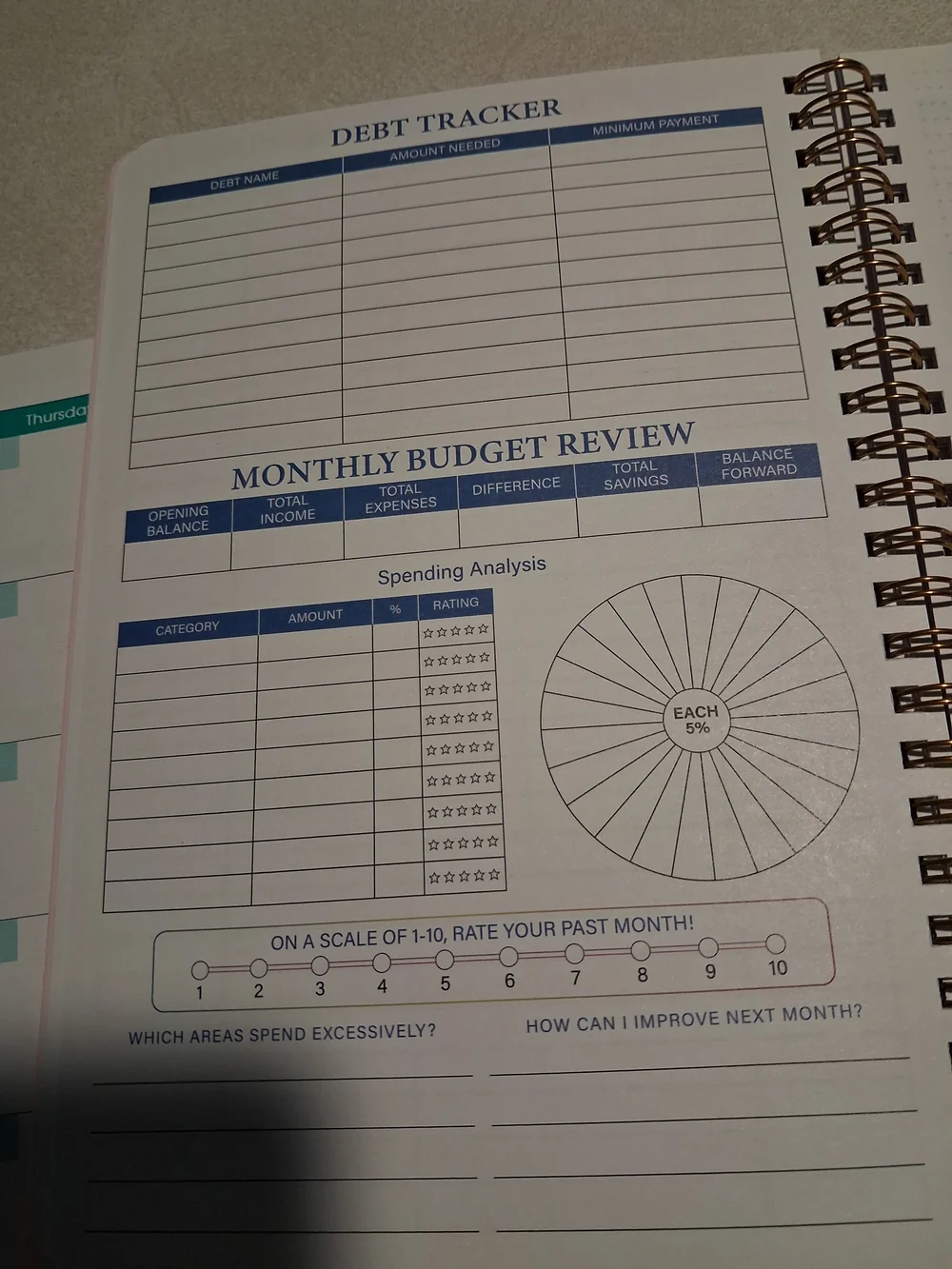 Budget Planner Spiral Notebook - Pink